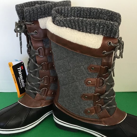 Dream Pairs Gray, Black & Tan Water Resistant Winter Boots - Picture 2 of 12